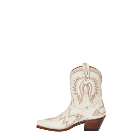 NEW Miron Crosby Maggie Women's Shorty Cowboy Boots in Crème Off-White - Picture 3 of 5